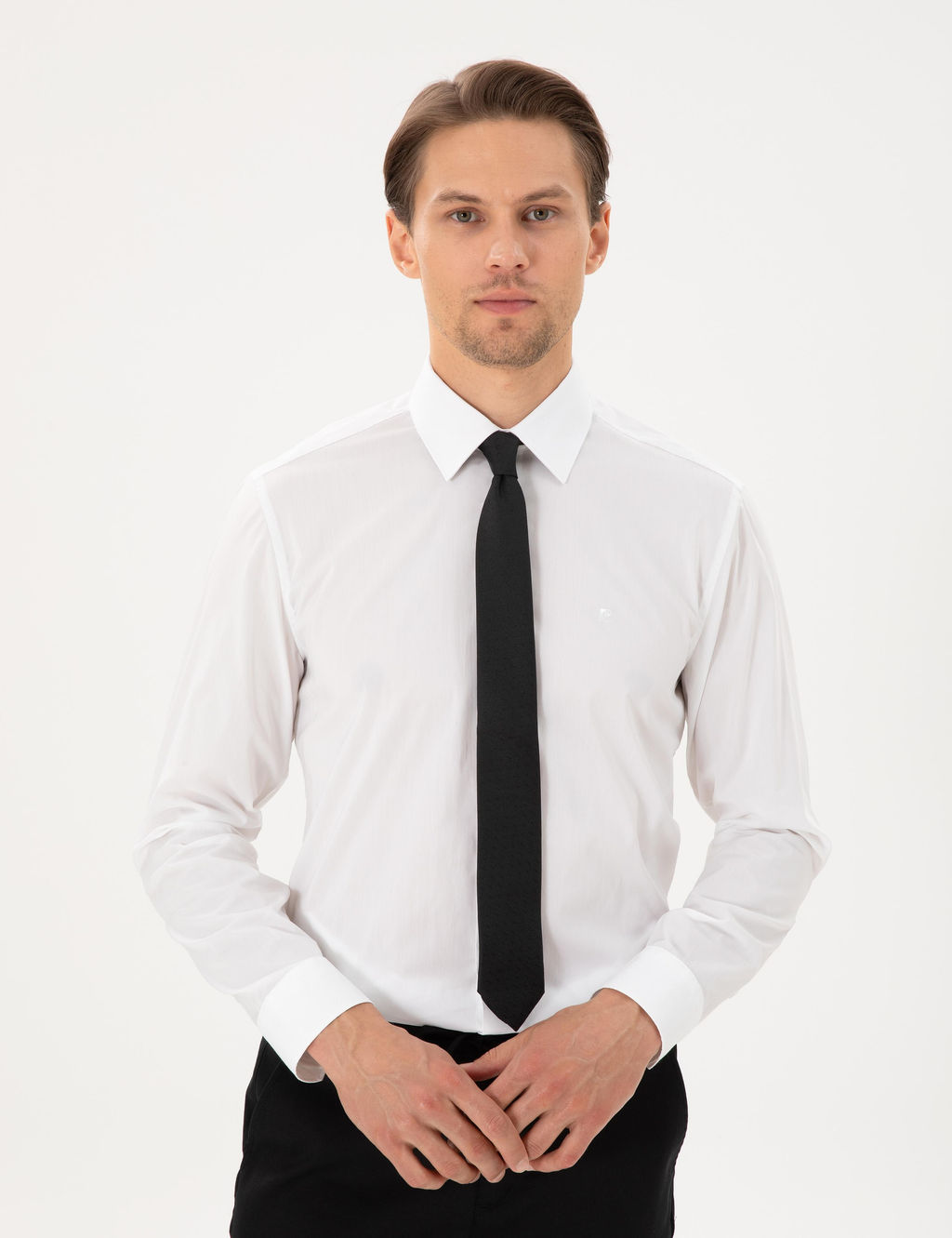 Beyaz Slim Fit Uzun Kollu Basic G_mlek - Pierre cardin фото 3