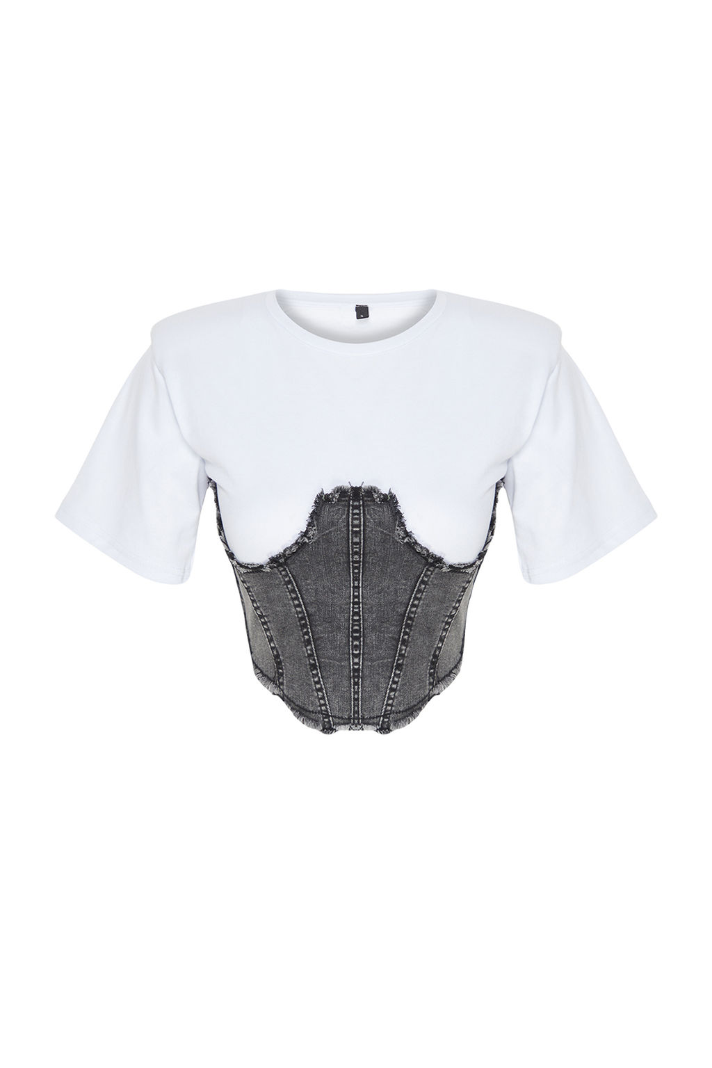 Antrasit Denim Detayl? Crop Vatkal? Orme Bluz TWOSS24BZ00578