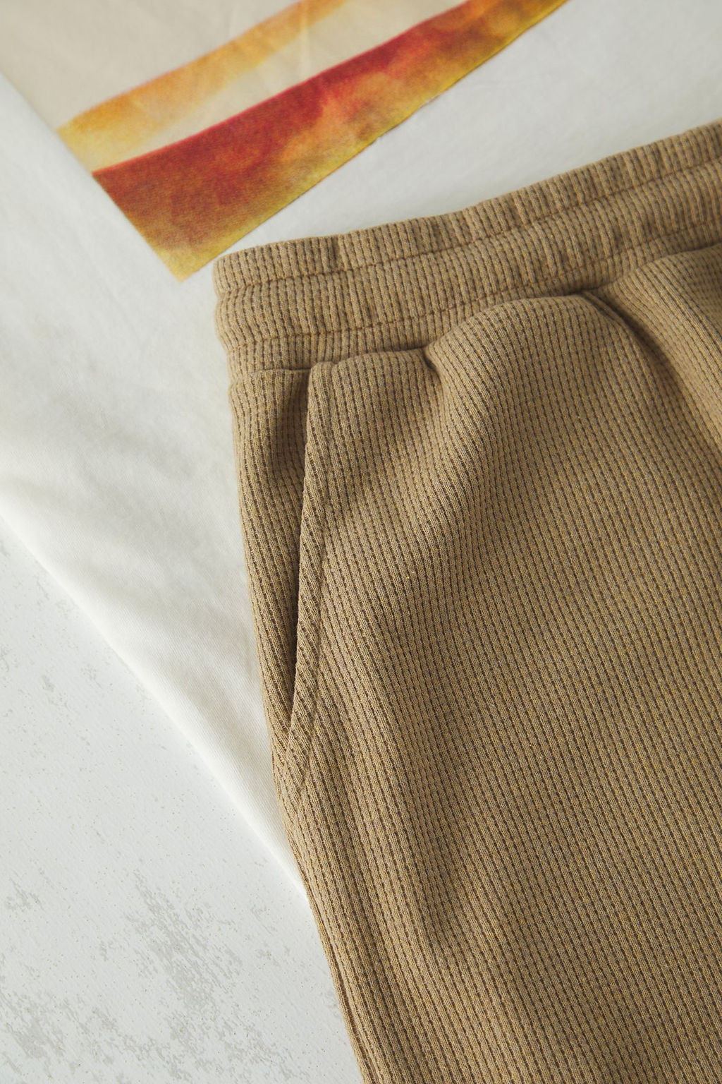 TRENDYOL MAN Ekru - Lacivert Regular Fit Bask?l? Alt Waffle Orme Sortlu Pijama Tak?m? TMNSS25PT00025 - Trendyolmilla фото 9