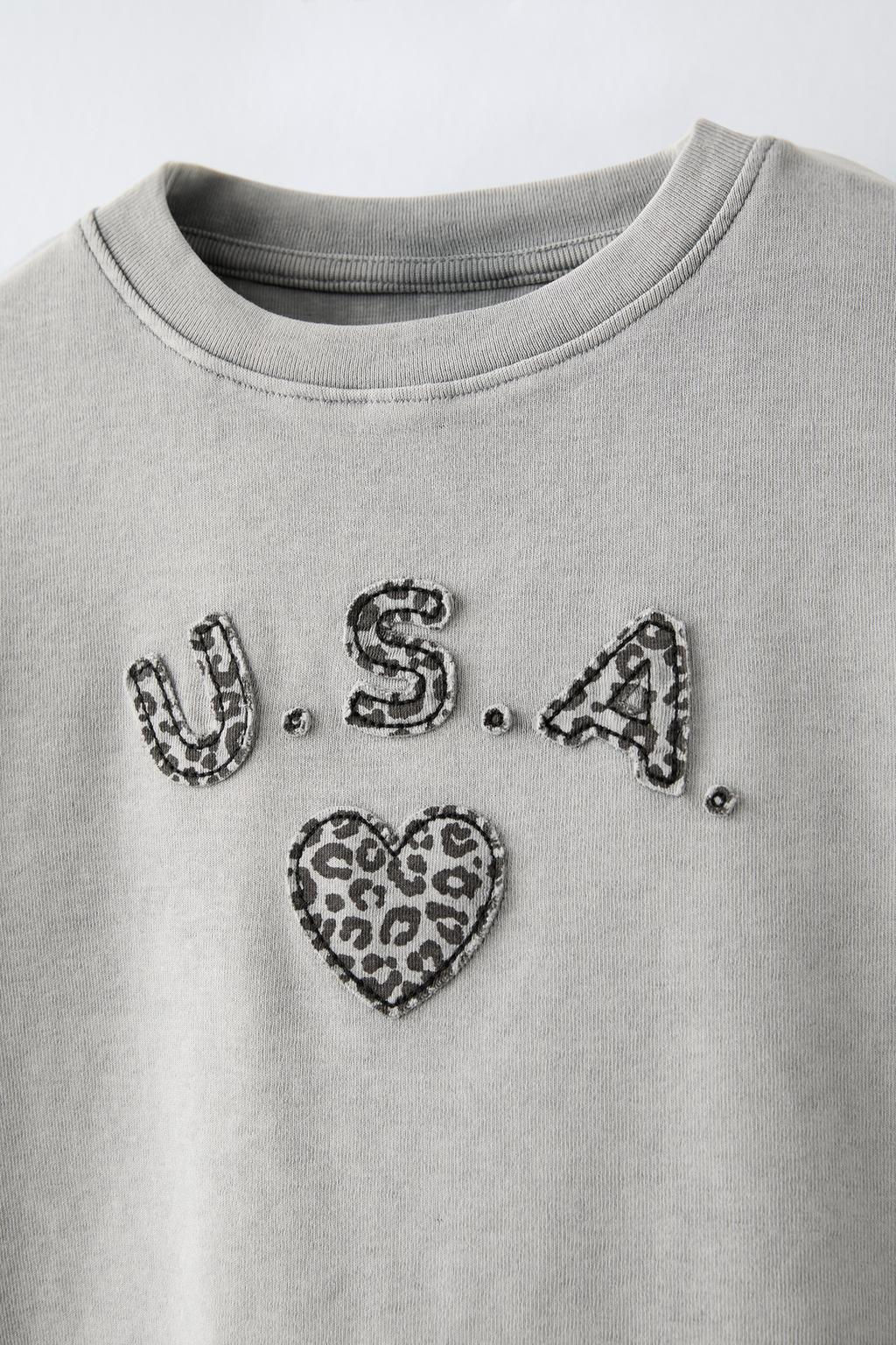 T-SHIRT WITH ANIMAL PRINT PATCH - Zara фото 3