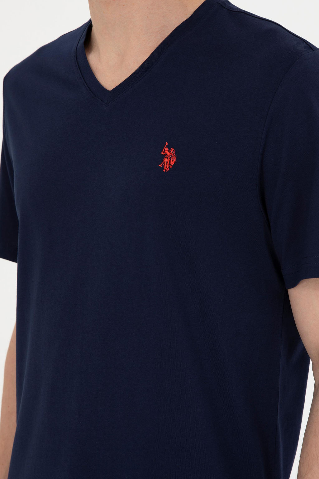 Футболка мужская U.S. Polo Assn базовая темно-синяя из хлопка фото 14