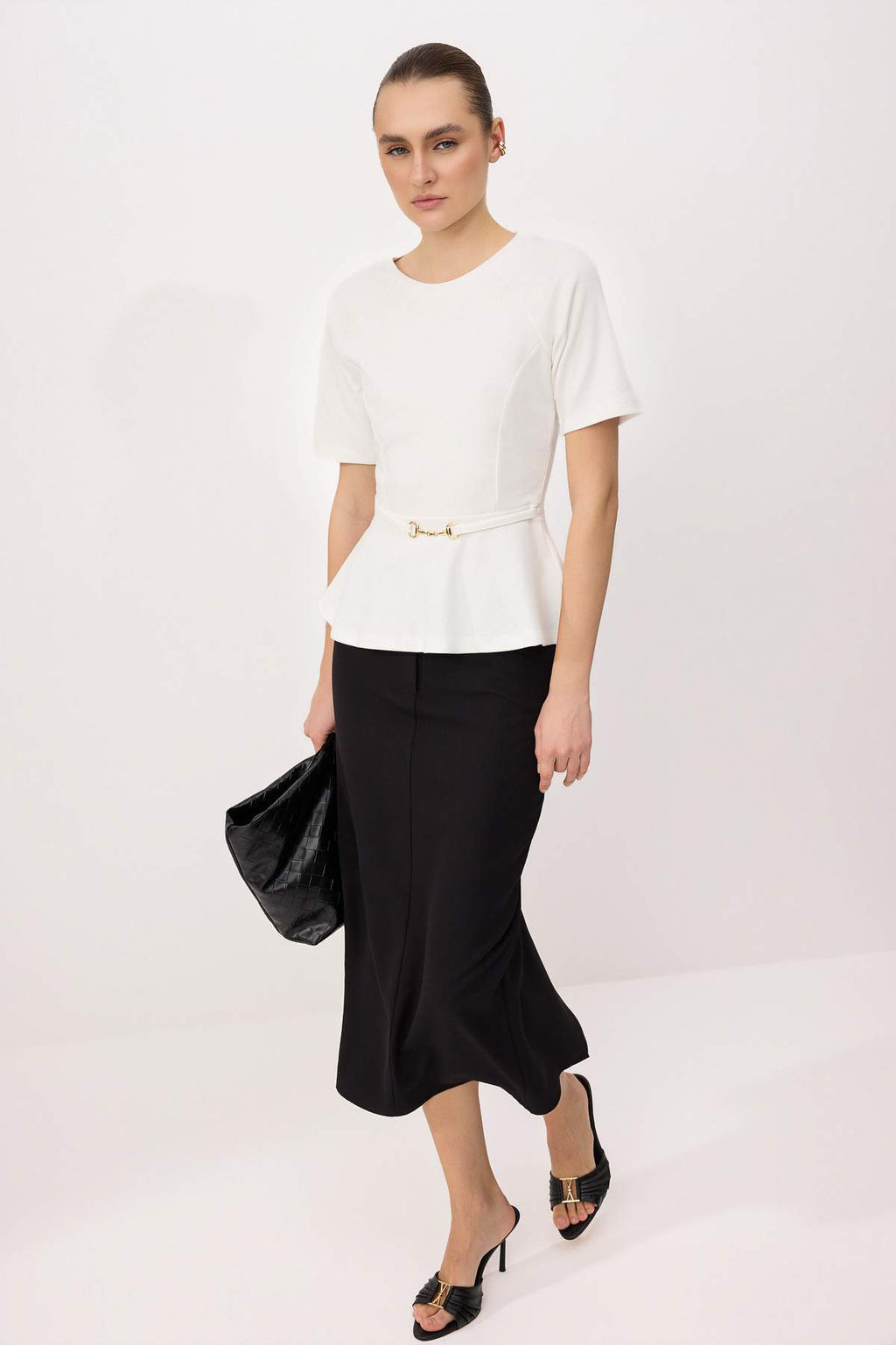 Ekru Peplum Reglan Kol K_sa Kollu Aksesuar Detayl_ _nterlok _rme Bluz TWOSS26BZ00242 - Trendyolmilla фото 2