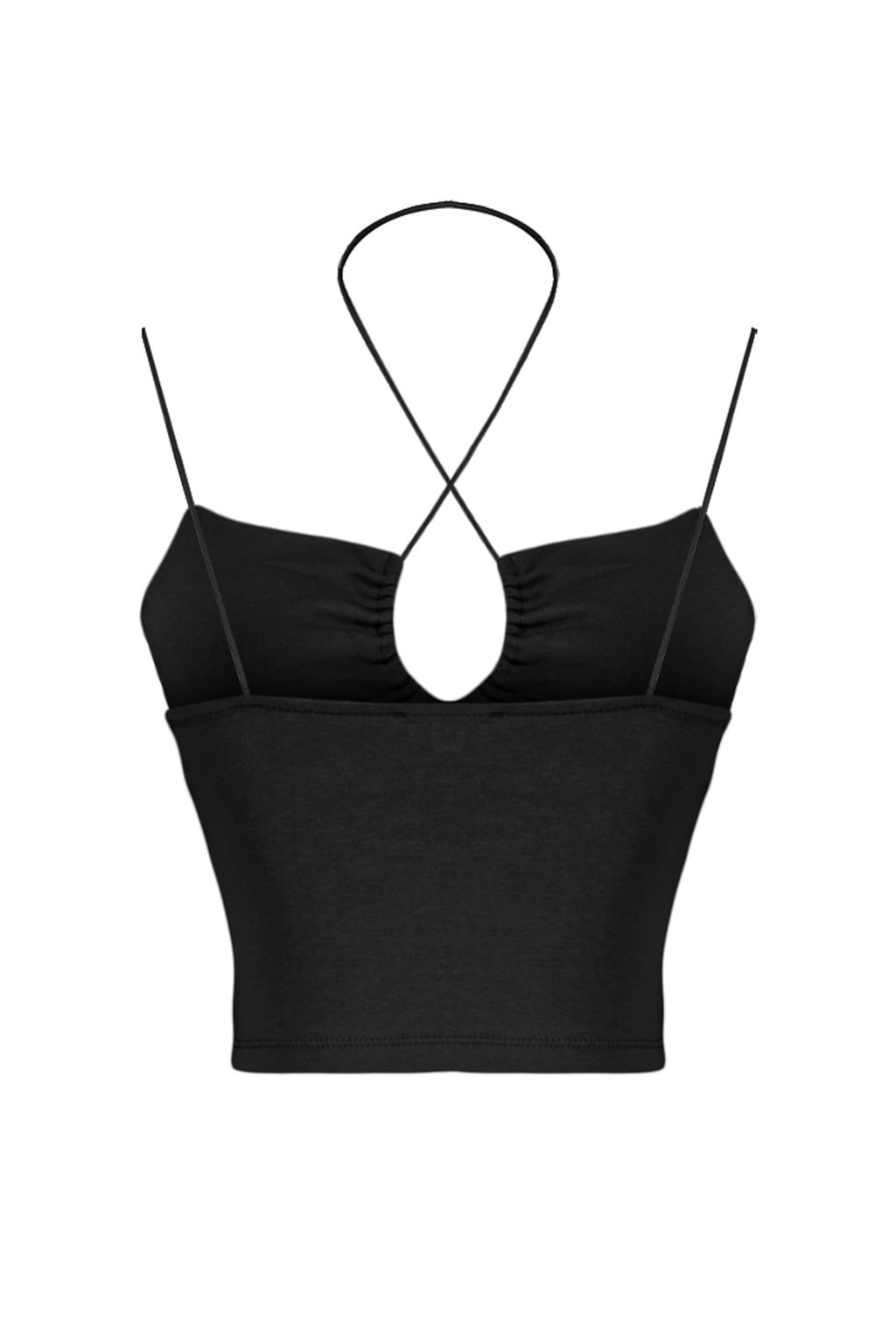 TRENDYOLMILLA Siyah Boyundan Baglamal? Spagetti Ask?l? Pamuklu Esnek Crop Orme Atlet TWOSS23AL00046 фото 14