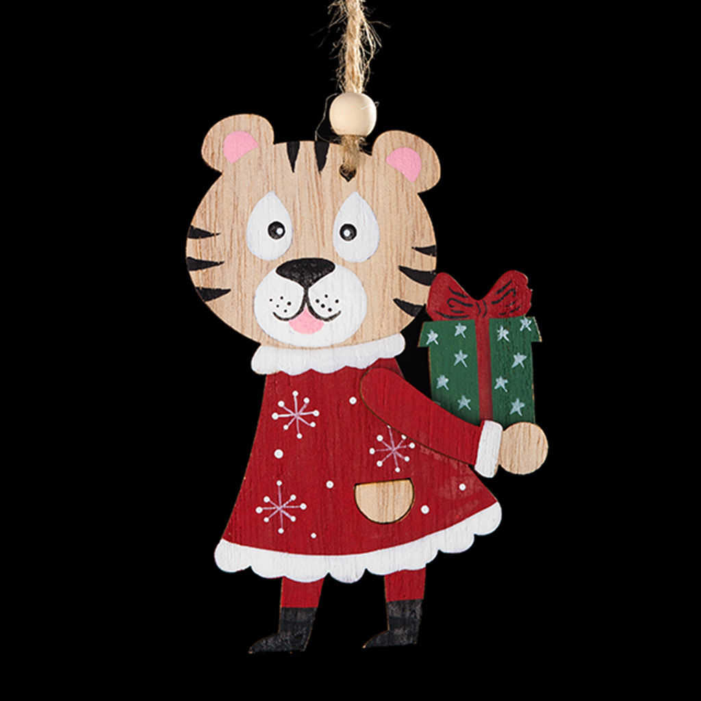 Цена за 1 шт. Украшение ErichKrause Decor Тигренок с подарком 11см, дерево