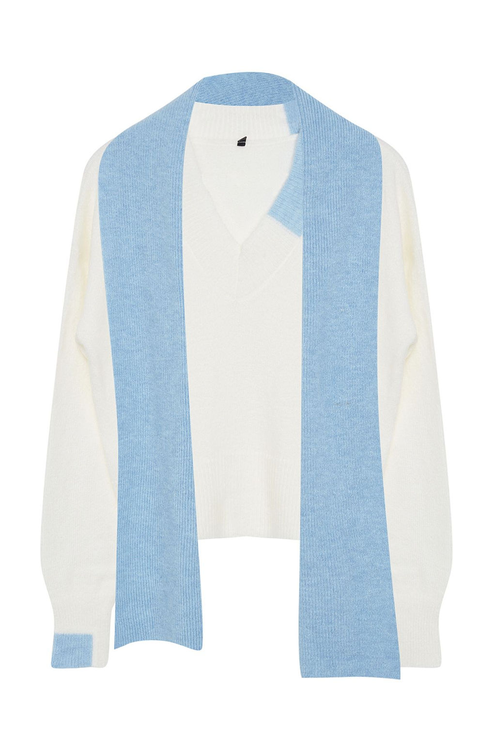 Ekru Yumusak Dokulu Atk?l? Triko Kazak TWOAW25KZ00205