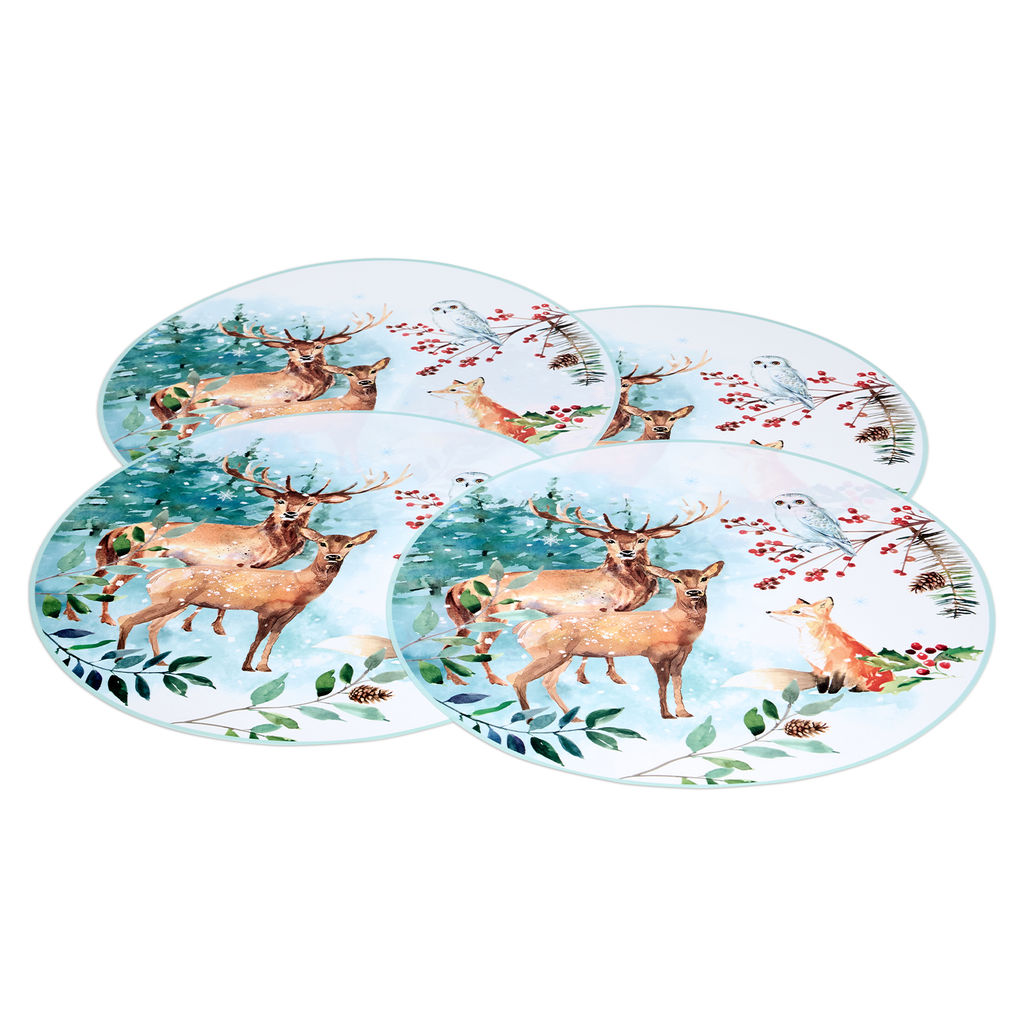 НАБОР ПОДСТАНОВОЧНЫХ САЛФЕТОК ЗИМНЯЯ СКАЗКА ИЗ 4 ШТ., ДИАМЕТР=38 СМ