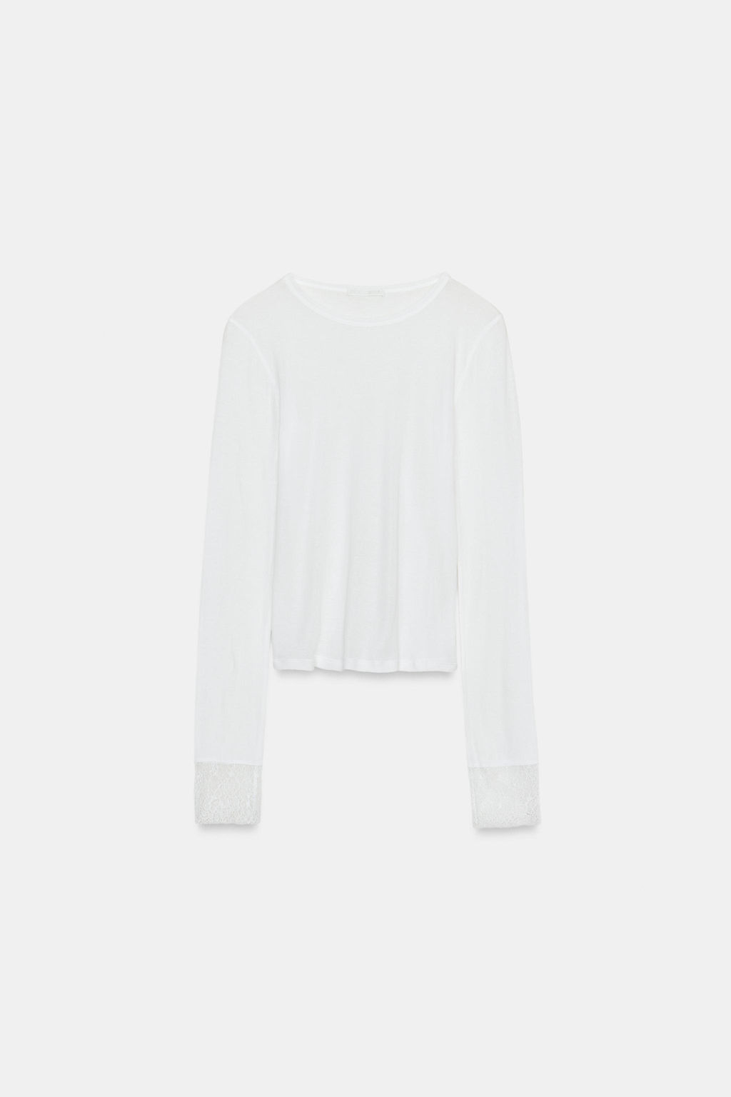 TOP SEMITRANSPARENTE PU?OS ENCAJE / Blanco roto - Zara фото 4