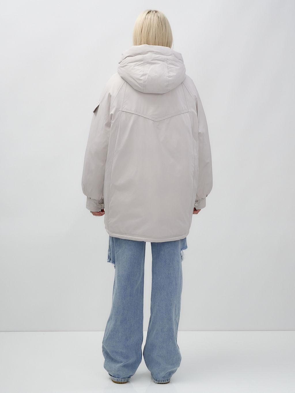 Куртка летучая мышь женская с капюшоном зимняя бежевого цвета 9630B - Mtforce фото 4