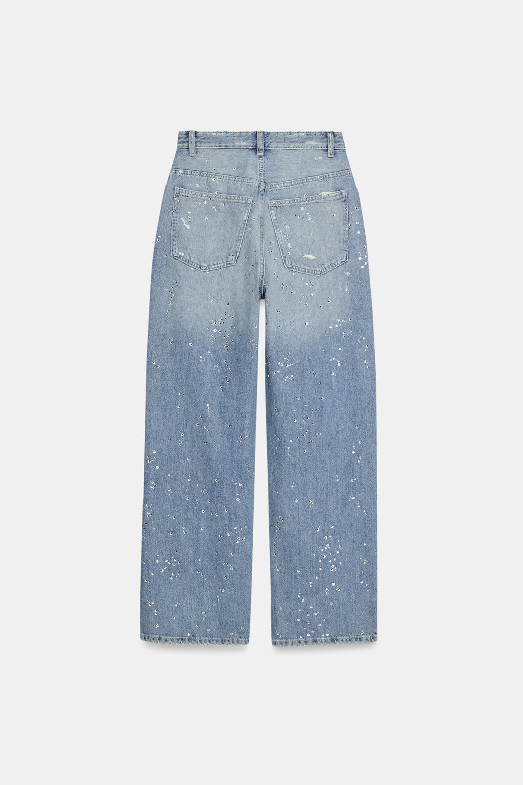 TRF STRAIGHT-LEG RHINESTONE HIGH-WAIST JEANS - Zara фото 7