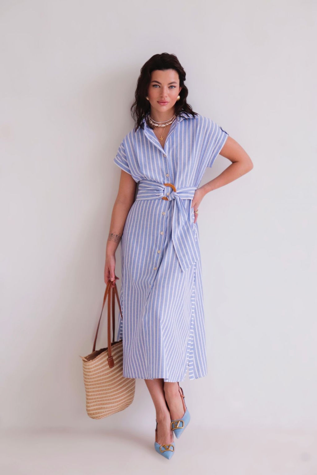Martichelli Платье-рубашка в голубую полоску  фото 9