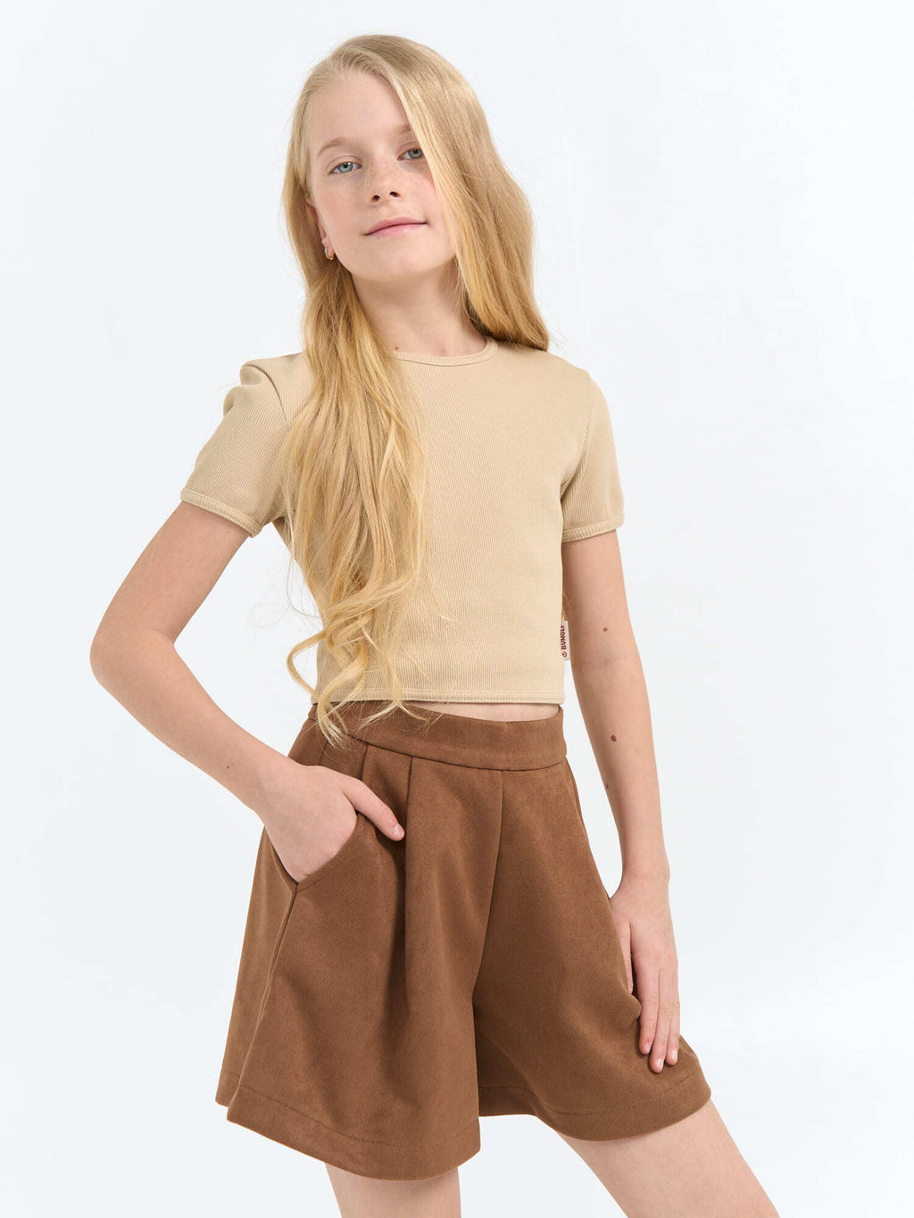 Шорты замшевые Корица для девочки 7+