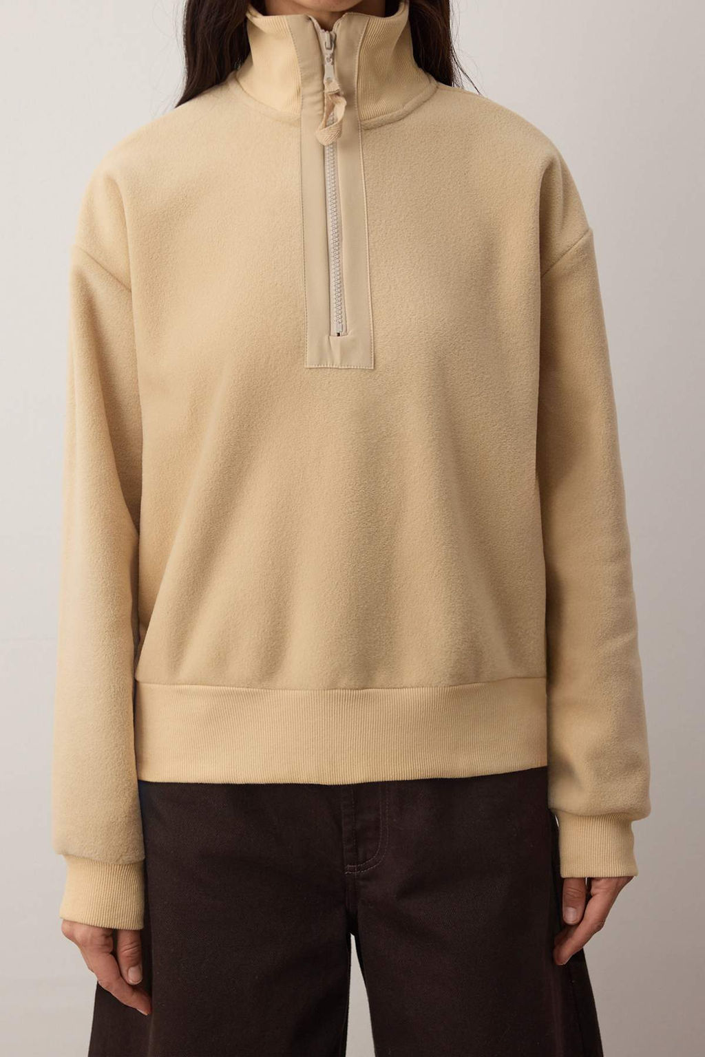 Antrasit Regular/Normal Kal?p Fermuar Detayl? Dik Yaka Polar Kal?n Orme Sweatshirt TWOAW26SW00026 - Trendyolmilla фото 7