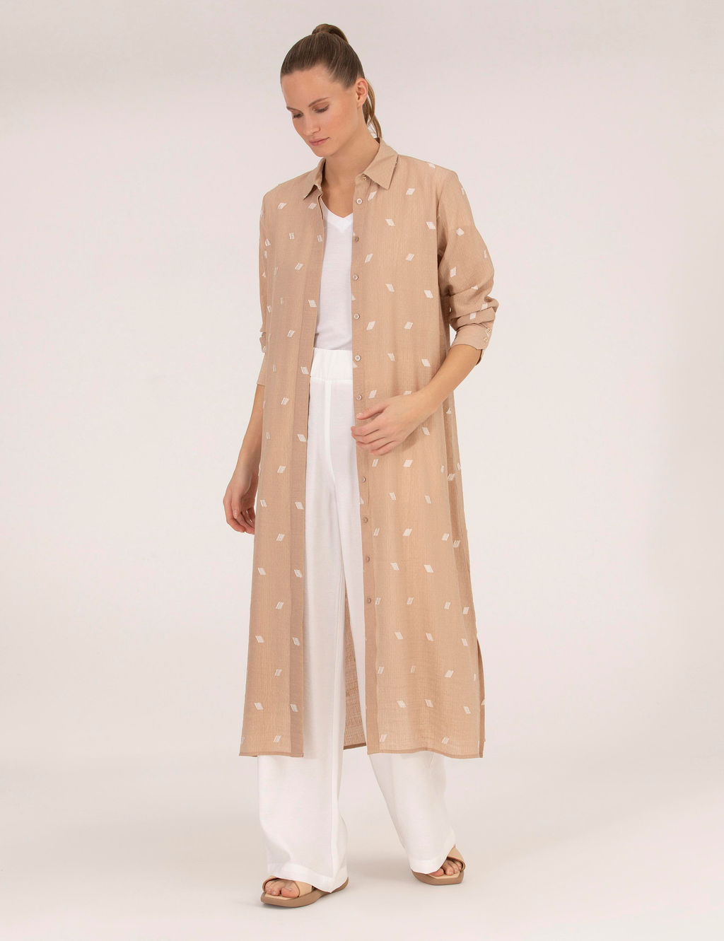 Bej Comfort Fit G_mlek Elbise - Pierre cardin фото 3