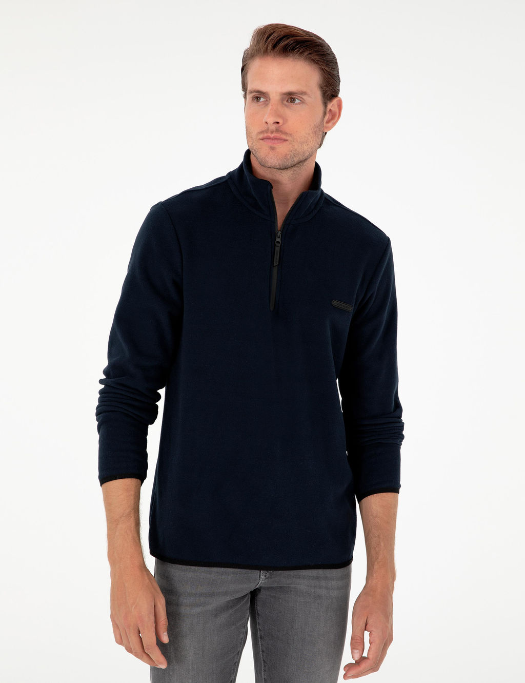 Lacivert Regular Fit Yar_m Fermuarl_ Polar Sweatshirt - Pierre cardin фото 3
