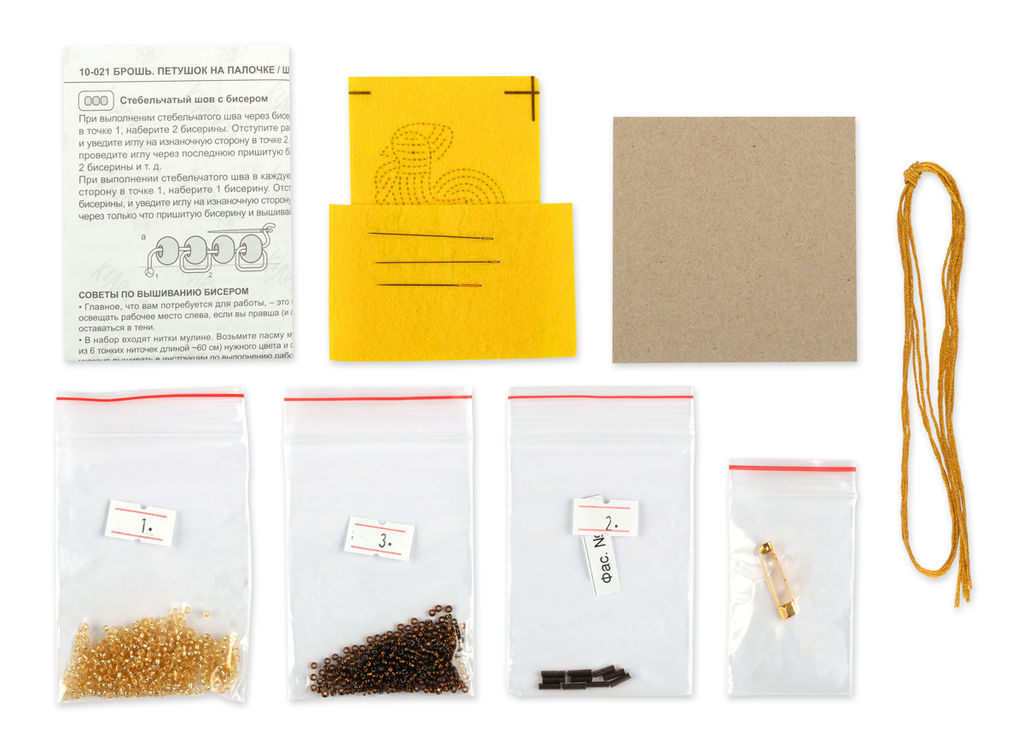 Klart набор для вышивания 10-021 Брошь. Петушок на палочке 4.5 х 7.5 см