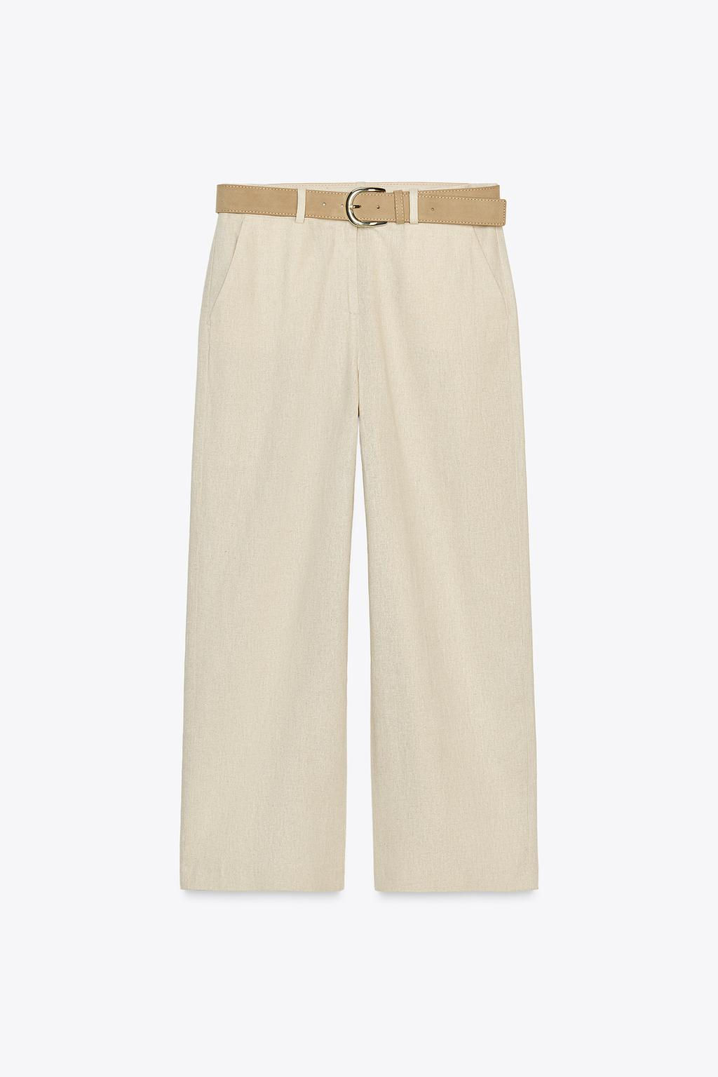 LINEN BLEND CULOTTES WITH BELT - Zara фото 6