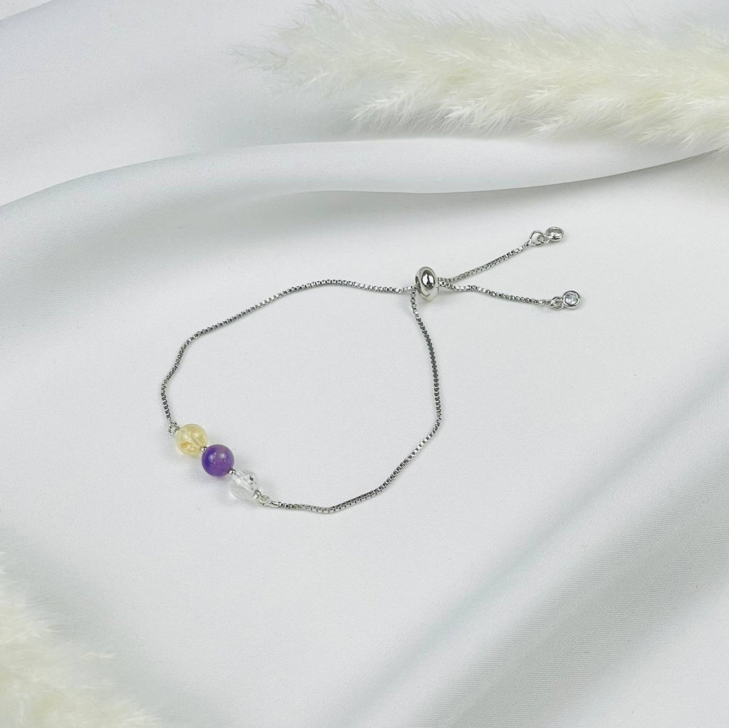 Браслет регулируемый для "Стрельца" из Топаза, Аметиста и Цитрина от 16 см