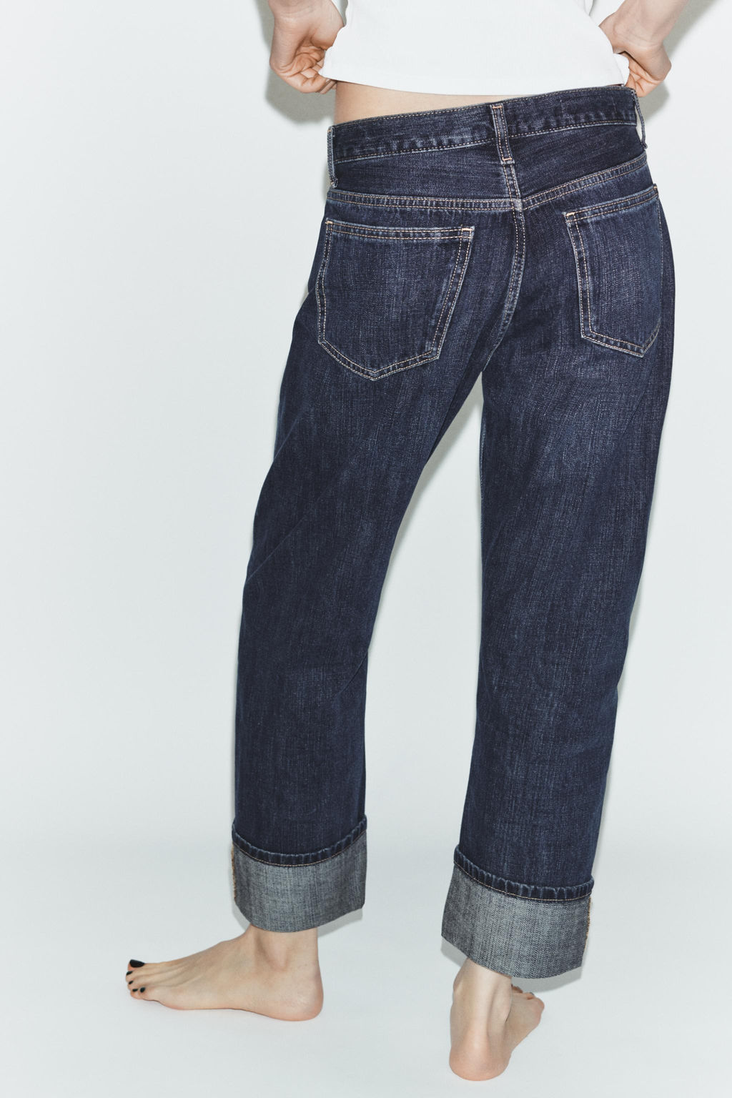 JEANS TRF RECTOS FOLD UP TIRO MEDIO / ?ndigo oscuro - Zara фото 5