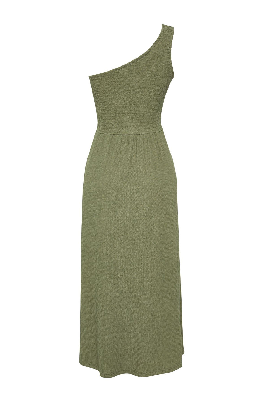 Siyah Duz Gipeli Midi Tek Kol Burumcuk/Dokulu Orme Elbise TWOSS25EL00540 - Trendyolmilla фото 13