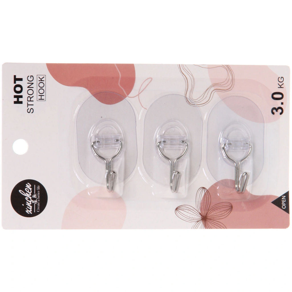 Цена за 6 шт. Крючки в наборе 3шт на липкой основе "БАСТОФ", форма овал, нагрузка 3кг/5,5*3,5см