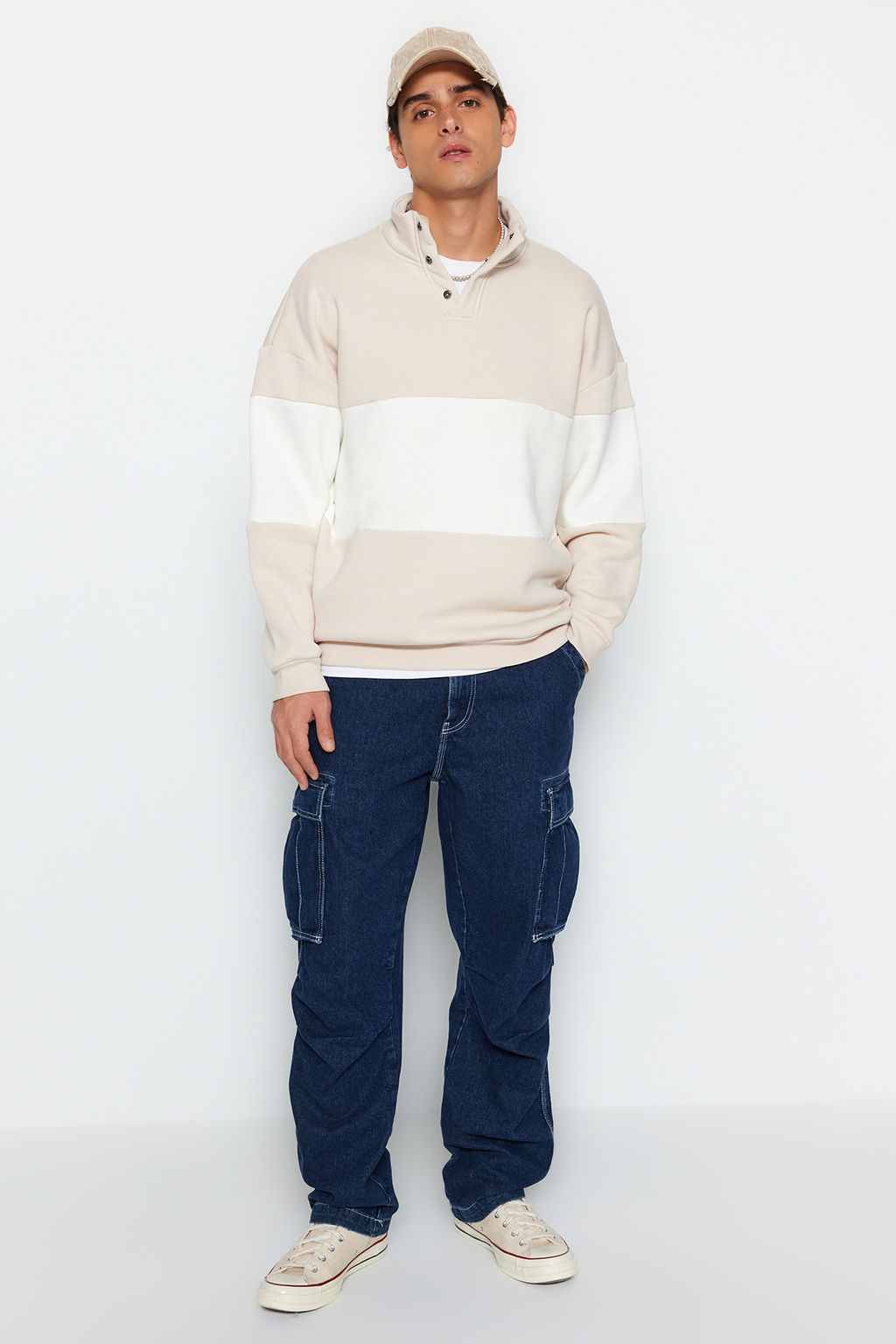 TRENDYOL MAN Siyah Oversize/Genis Kesim C?tc?tl? Renk Ici Polar Pamuklu Sweatshirt TMNAW24SW00160 - Trendyolmilla фото 21