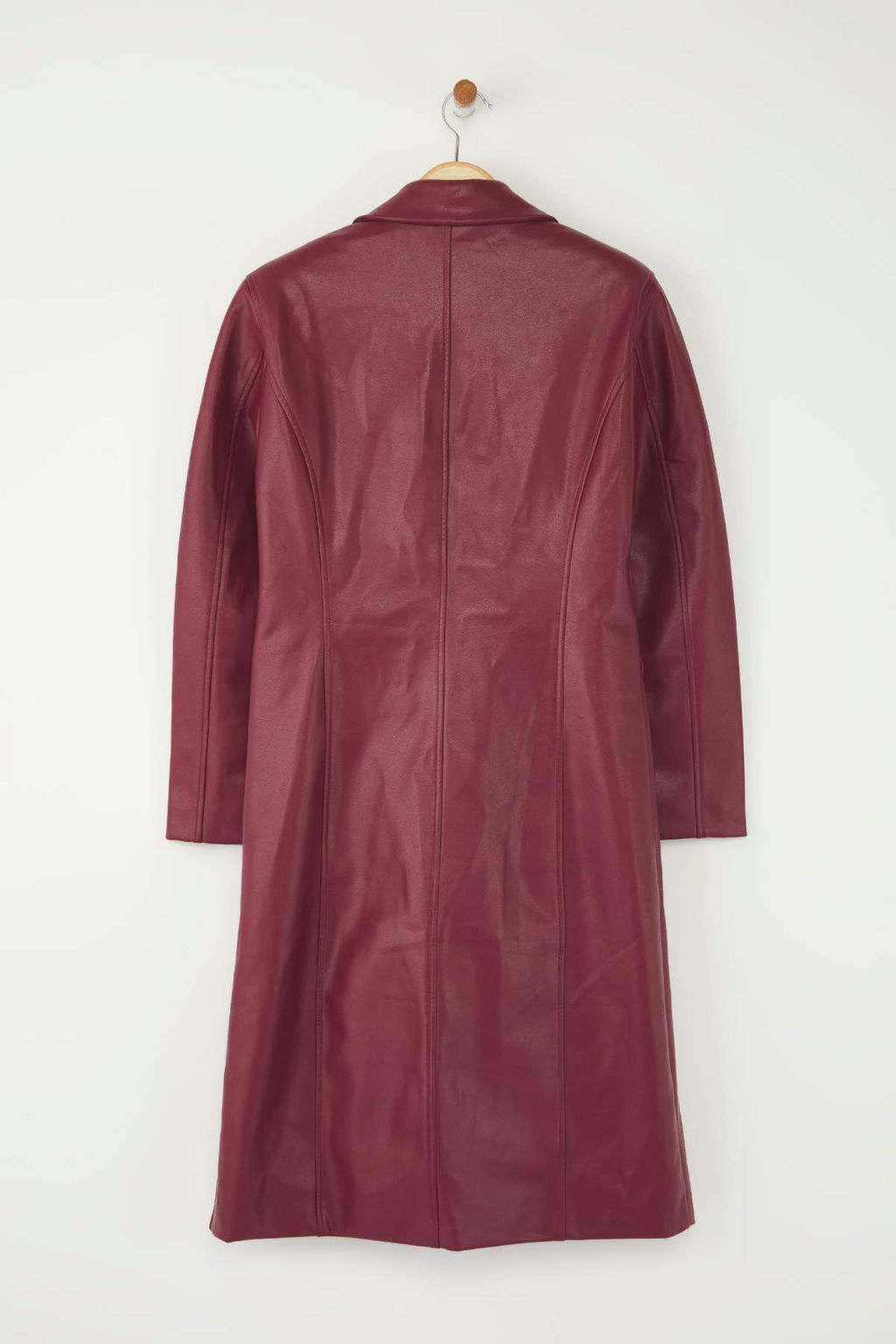 Bordo Suni Deri Mono Kapama Regular Uzun Kaban TWOAW26KB00010 - Trendyolmilla фото 2