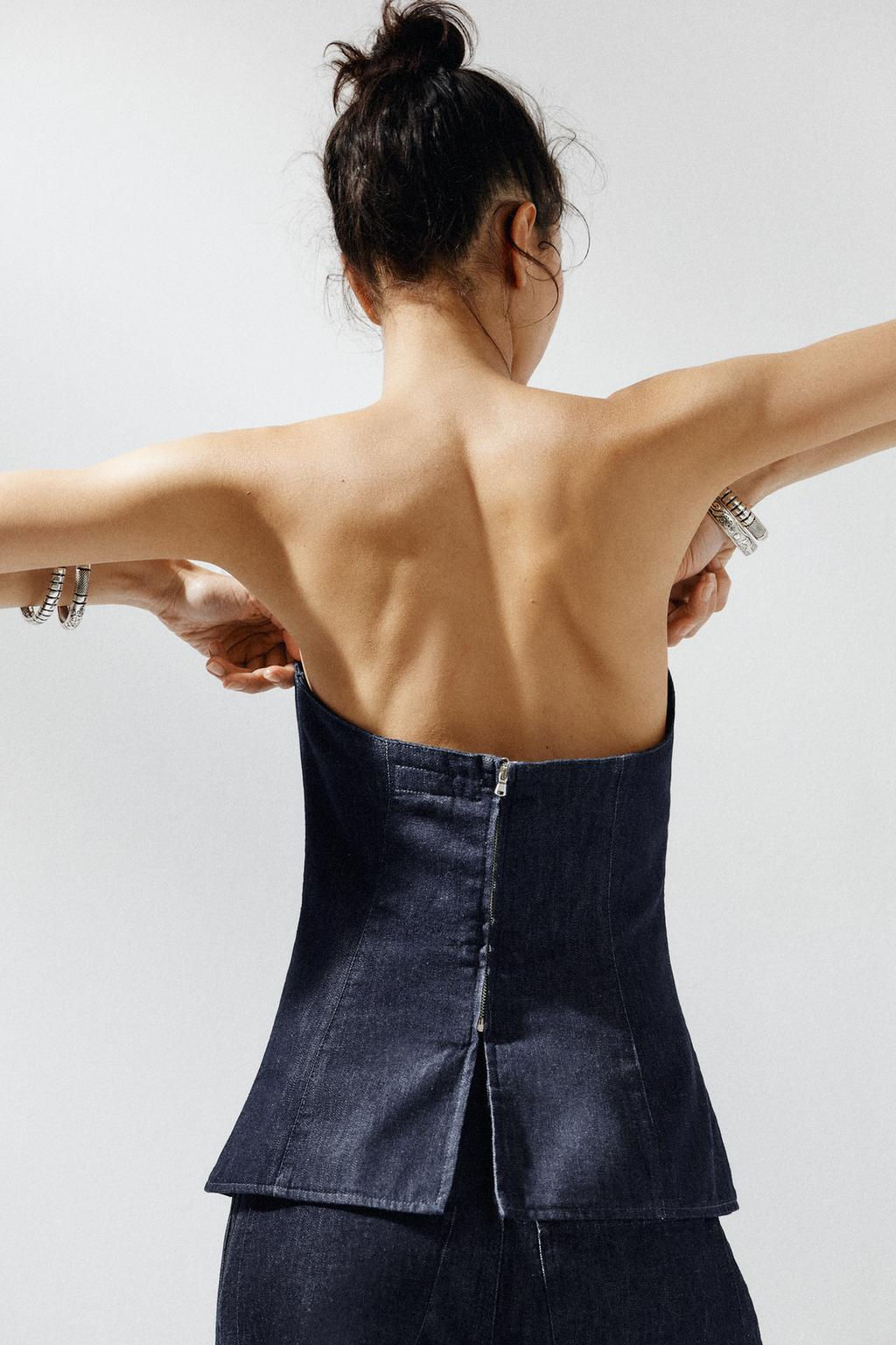 TRF DENIM BANDEAU TOP - Zara фото 7