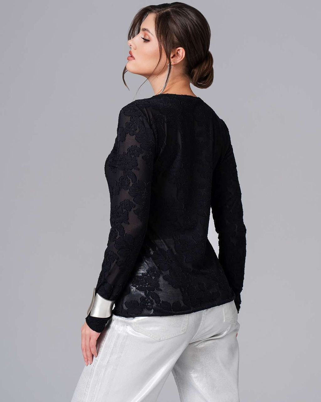 Лонгслив из текстурного трикотажа с вытравкой узора - Sahar art lab фото 4