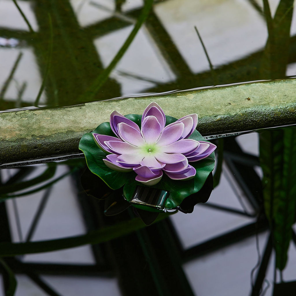 USL-S-828/PT060 PURPLE WATERLILY Садовый светильник на солнечной батарее Фиолетовая кувшинка. Плавающий. 1 светодиода. Теплый белый свет. 1*ААA Ni-Mh аккумулятор в/к. IP44. TM Uniel - Volpe фото 6