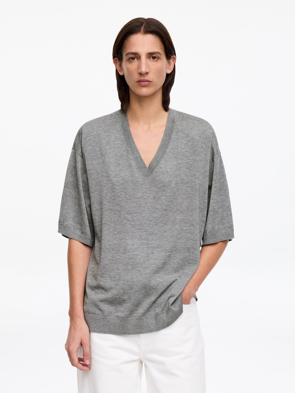 Top de mezcla de seda con cuello de pico - H&m фото 2