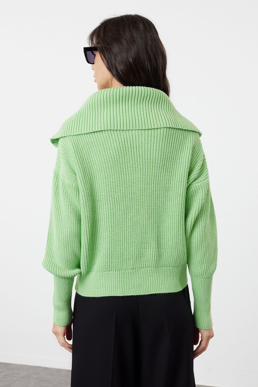 Mint Genis Kal?p Devrik Yaka Fermuarl? Triko H?rka TWOAW24HI00072