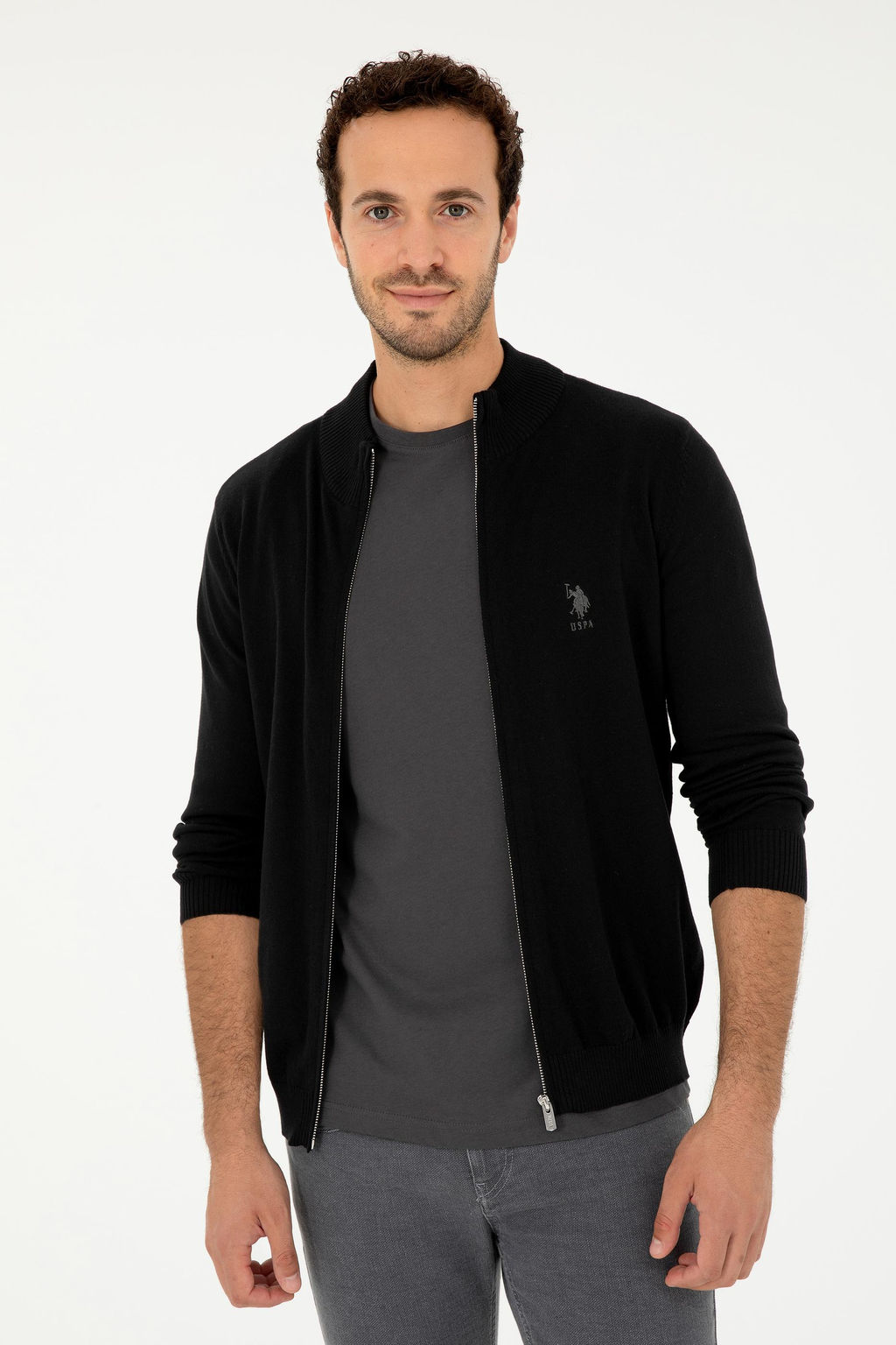 Мужской черный базовый трикотажный кардиган - U.s. polo assn фото 3