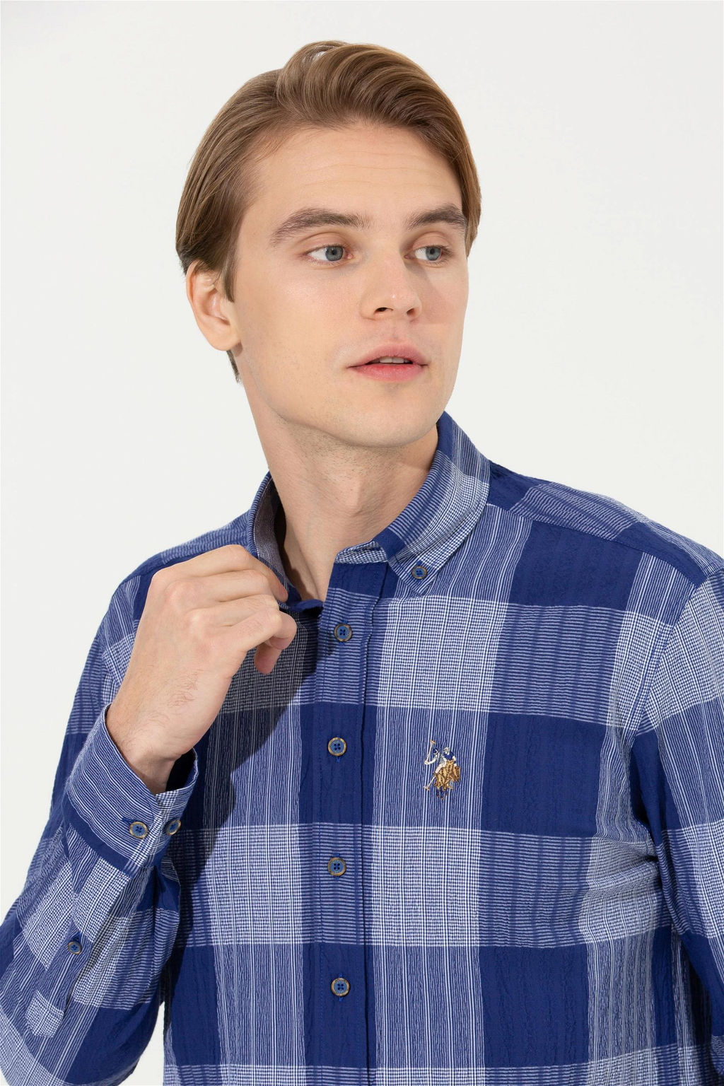 U. S. Polo Assn / Мужская синяя рубашка в клетку - U.s. polo assn фото 8