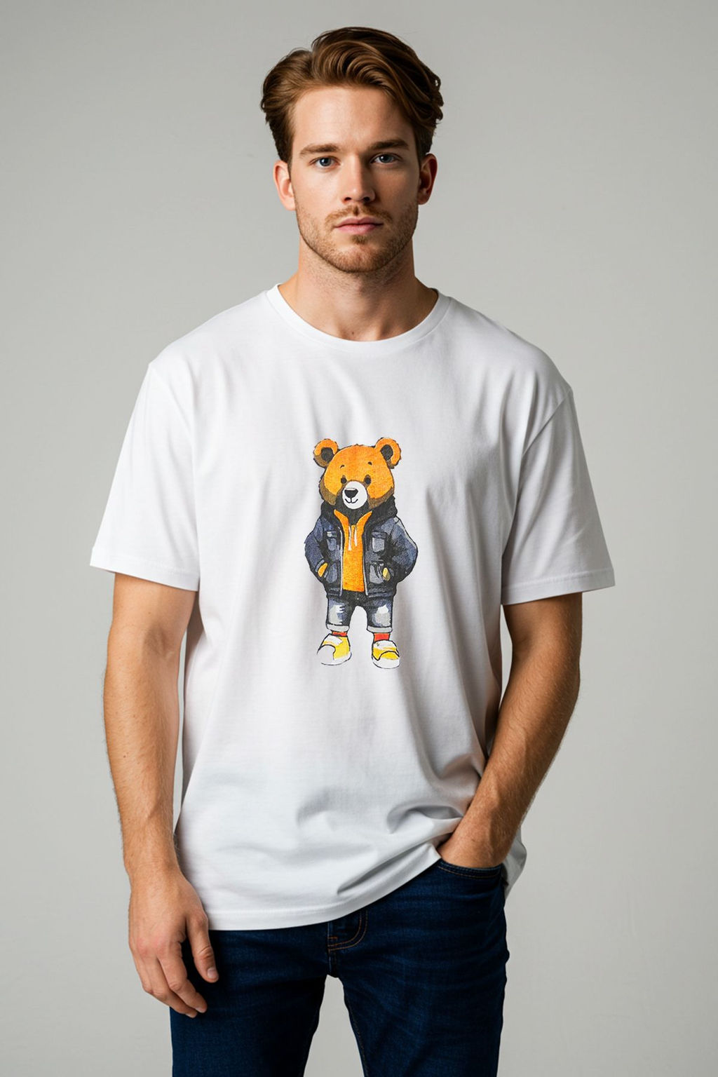 TRENDYOL MAN Ekru Unisex Oversize/Genis Kesim Ay?c?k Bask?l? %100 Pamuklu T-Shirt TMNSS25TS00158 - Trendyolmilla фото 16