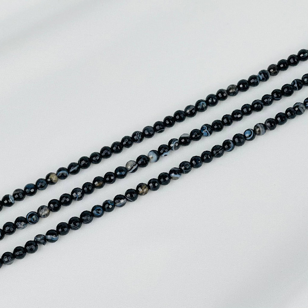 Бусины для украшений из полосатого Агата (78 бусин) 39 см