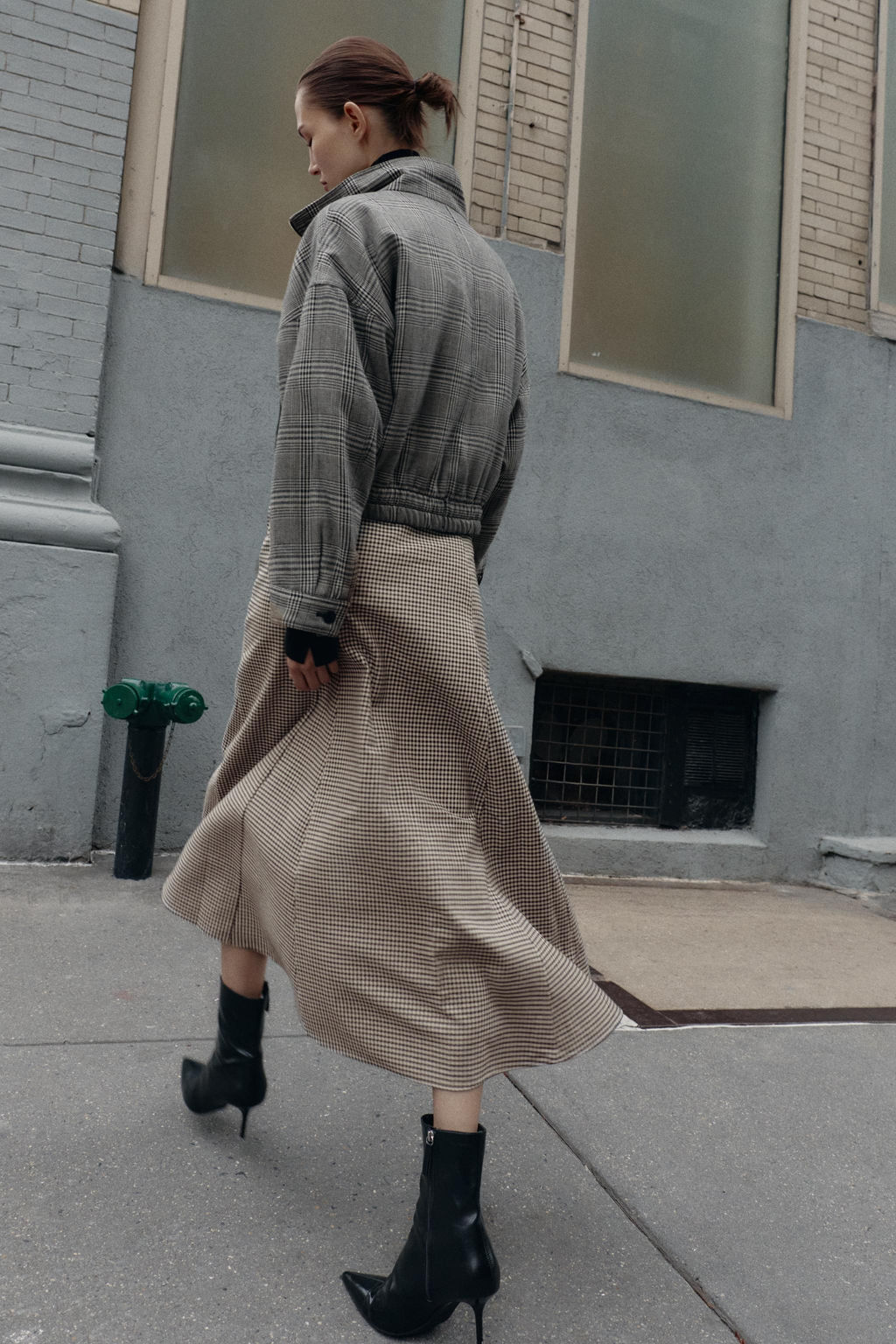 HOUNDSTOOTH CAPE BELT MIDI SKIRT - Zara фото 5