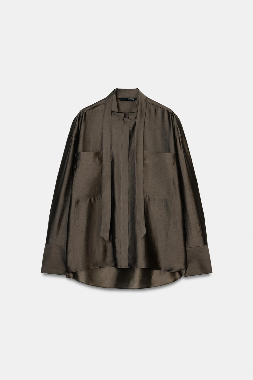 CAMISA BOLSILLOS LAZADA ZW COLLECTION / Marr?n / Topo - Zara фото 4