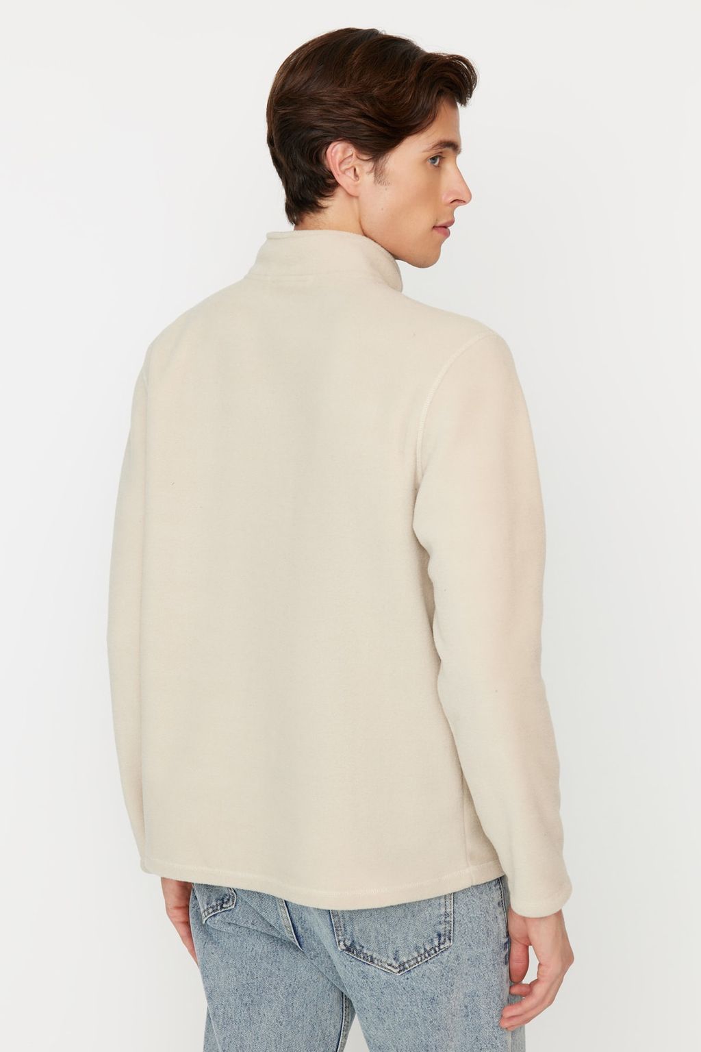 TRENDYOL MAN Siyah Regular/Normal Kesim Dik Yaka Fermuarl? Anti-pilling Polar Sweatshirt TMNAW23SW00395 - Trendyolmilla фото 4