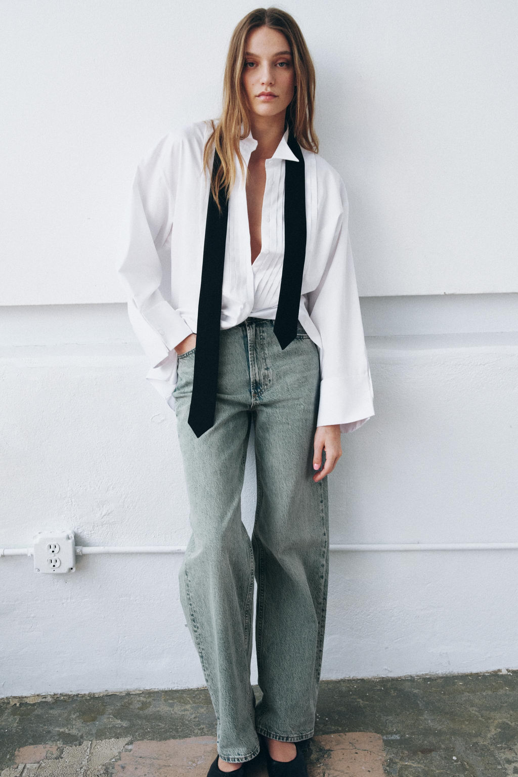 OVERSIZE SHIRT WITH TIE ZW COLLECTION LIMITED EDITION - Zara фото 10