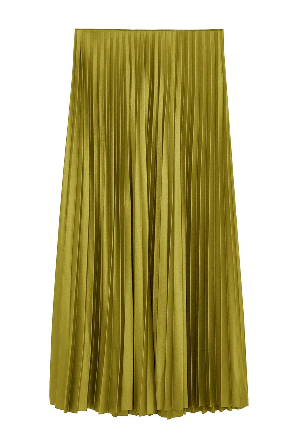 Yag Yesil A Kesim/Can Form Piliseli Maxi Esnek Orme Etek TWOSS24ET00041