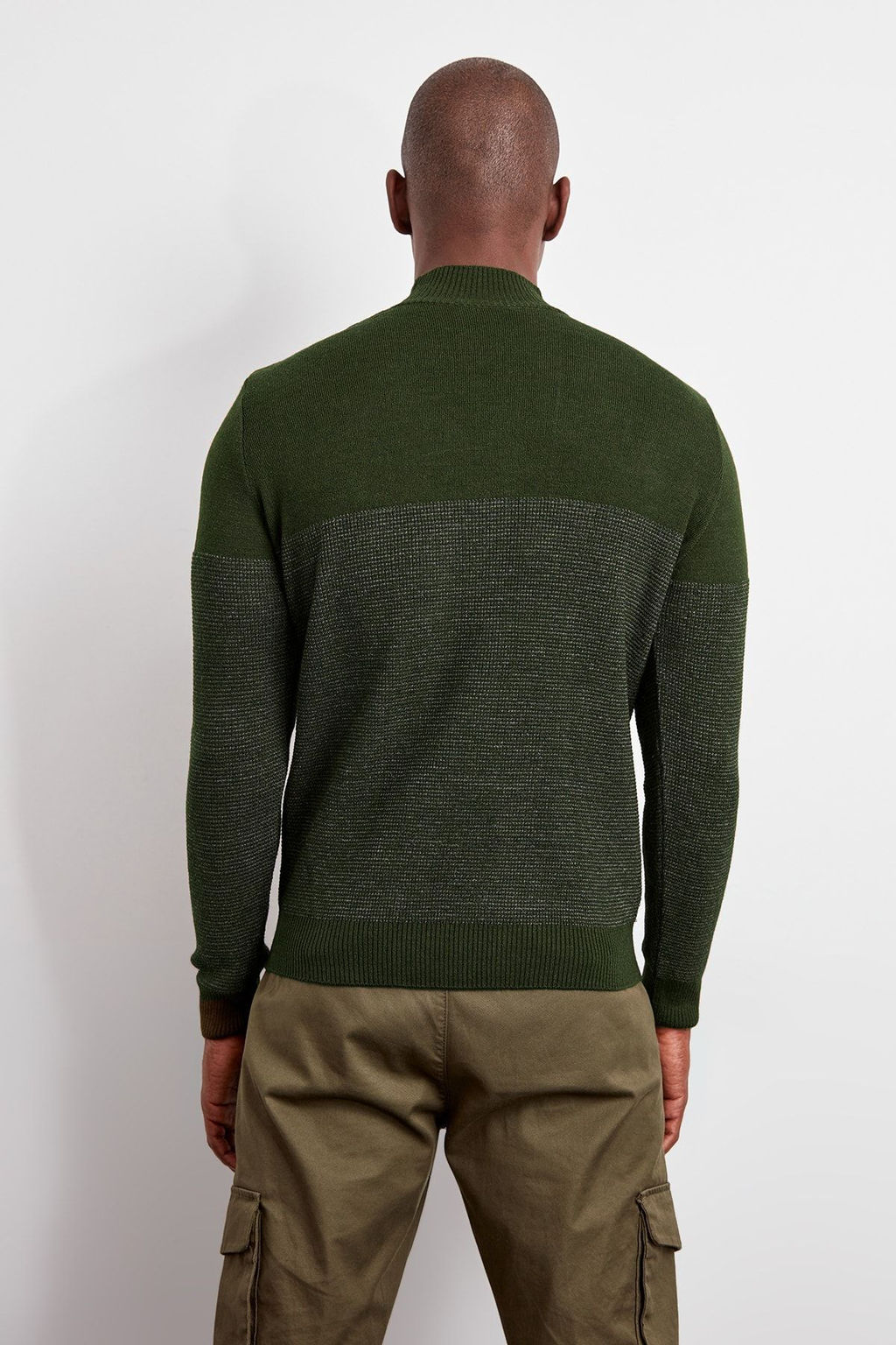 TRENDYOL MAN Haki Slim Dar Kesim Bisiklet Yaka Cizgili Triko Kazak TMNAW20LS0014 - Trendyolmilla фото 5