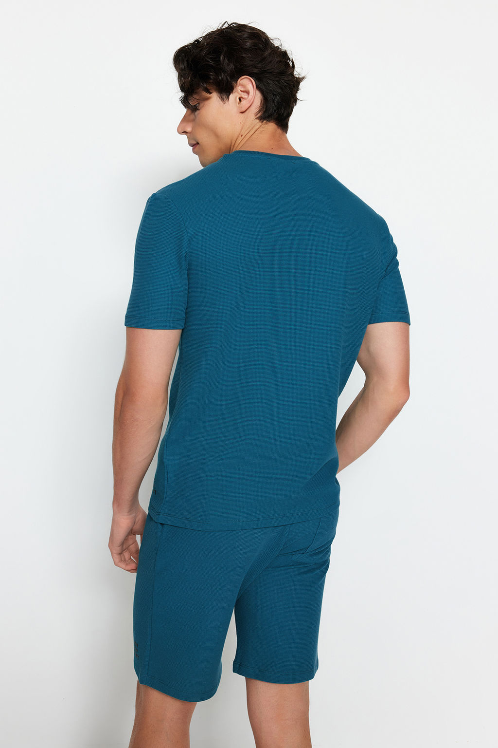 TRENDYOL MAN Mavi Regular Fit Waffle Sortlu Pijama Tak?m? TMNSS23PT00032 - Trendyolmilla фото 6