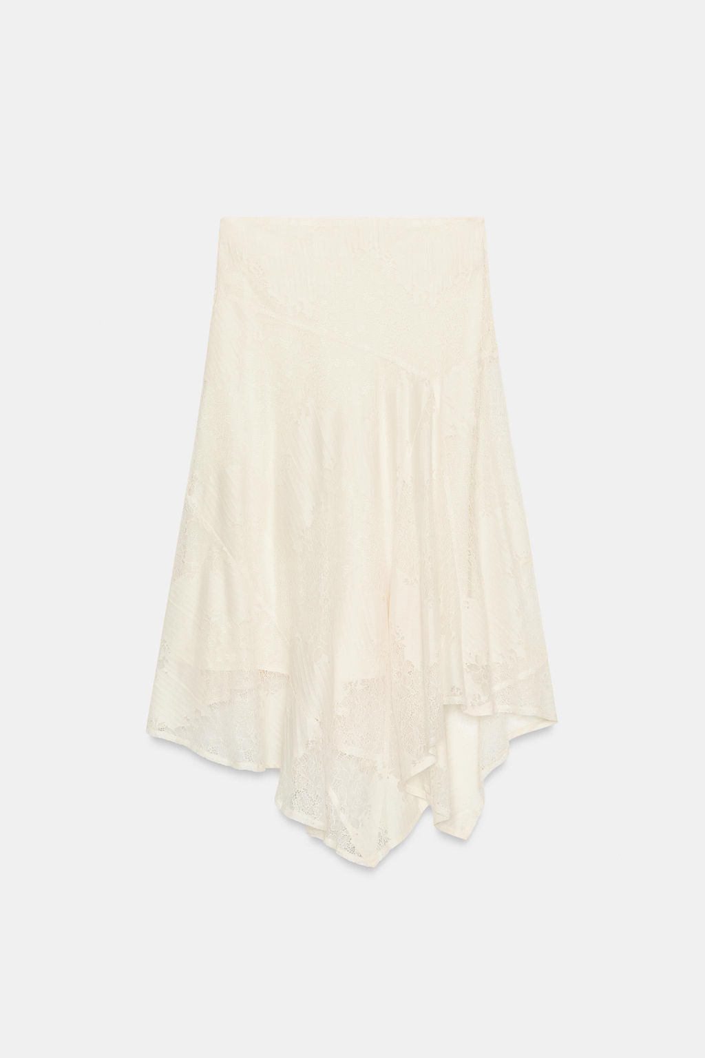 FALDA MIDI ENCAJE ASIM?TRICA / Crudo - Zara фото 4