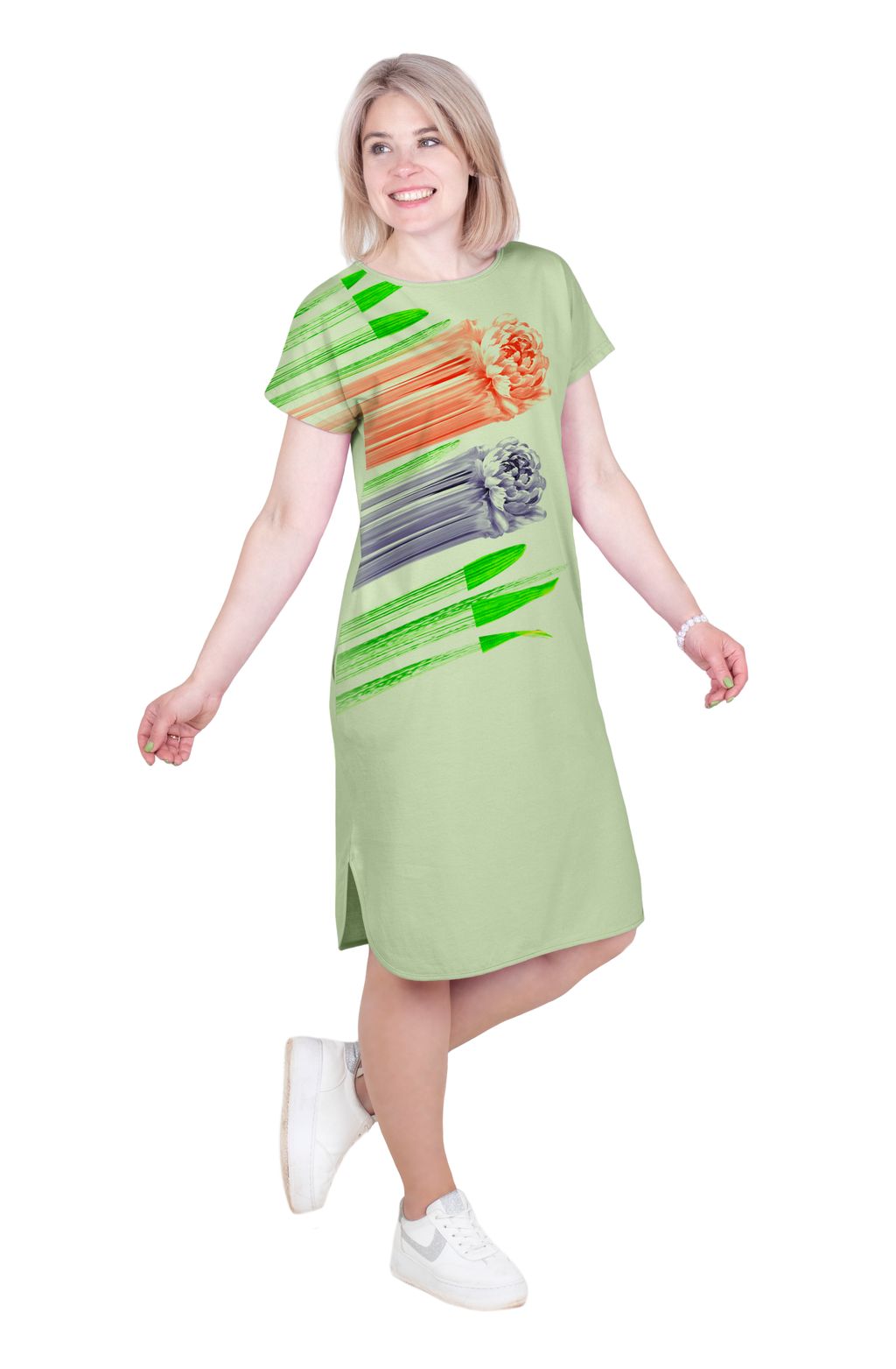 Футболка удлинённая Бутон Х-370 (44-60) кулирка - Лотос фото 4