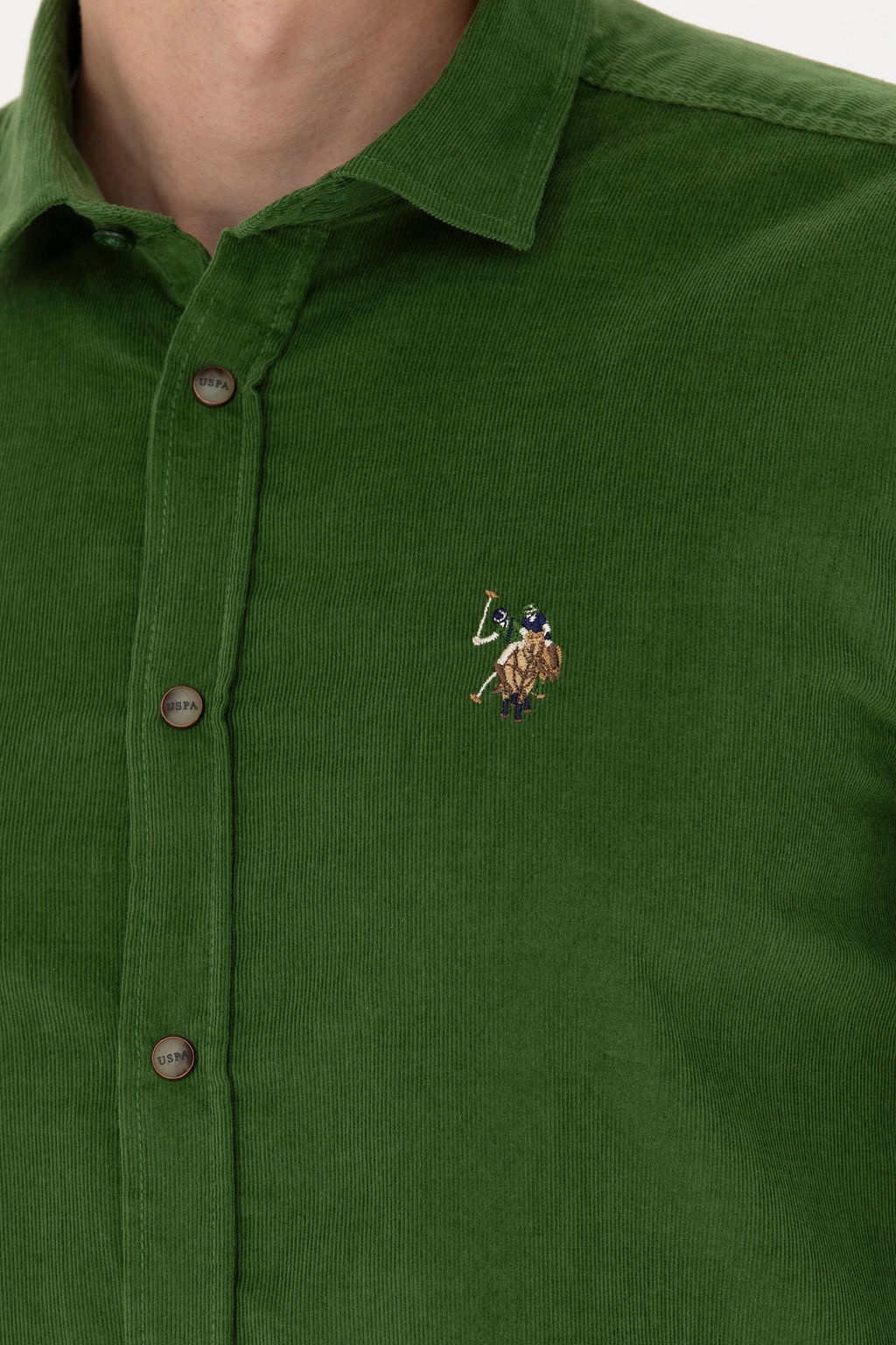 U. S. Polo Assn / Мужская зеленая рубашка с длинным рукавом - U.s. polo assn фото 14