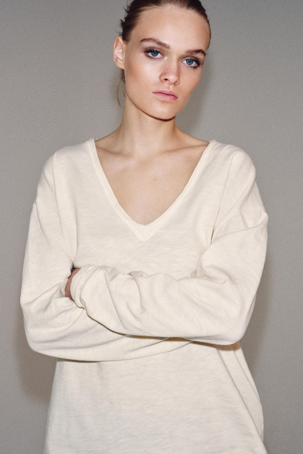 CAMISETA R?STICA MANGA LARGA / Blanco roto - Zara фото 4