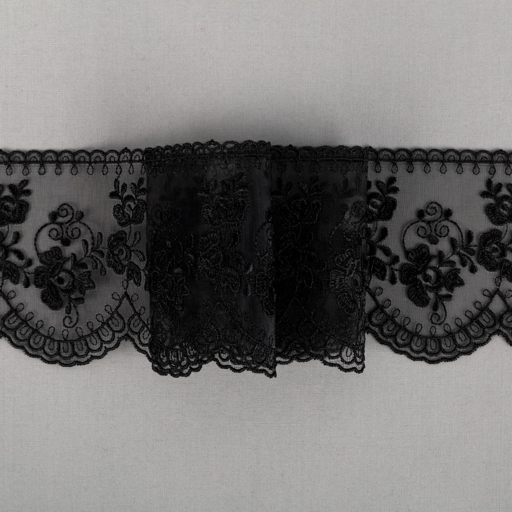 Кружево Gamma органза 84 мм GKM-8401 в пакете 10 м 0.2 Турция TL002BL черный