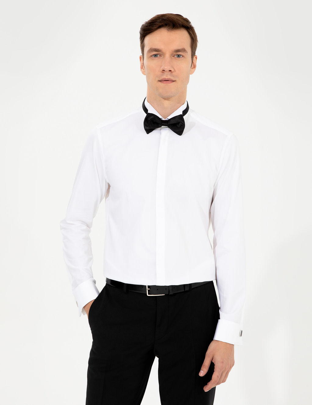 Белая приталенная рубашка под смокинг - Cacharel фото 7