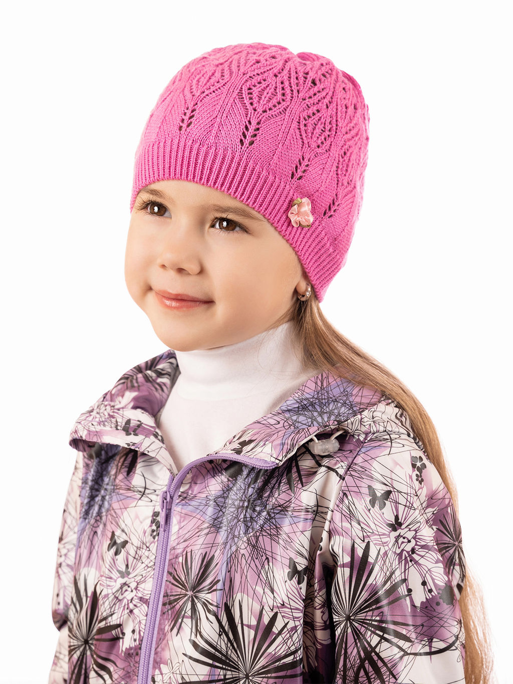 Шапка вязаная детская фуксия