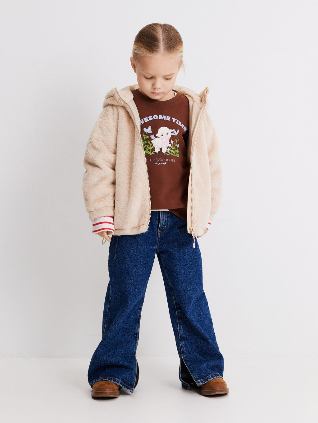 ACOOLA / Набор детский для девочек ((1)куртка и (2)сумка) Frappe бежевый  фото 4